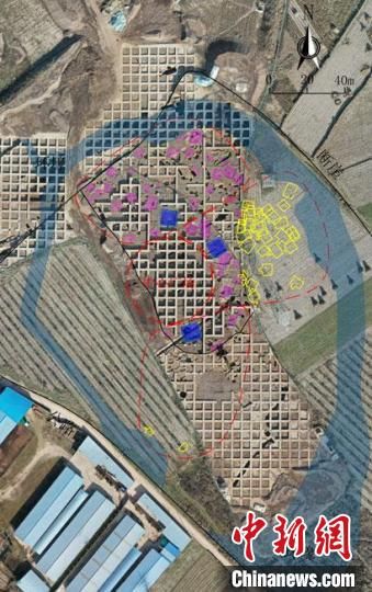圖為位于甘肅省天水市張家川回族自治縣境內(nèi)的圪垯川遺址史家類型時期大型環(huán)壕聚落布局。(資料圖) 甘肅省文物局供圖