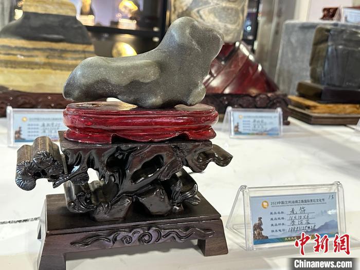 8月3日——7日，2023中國(蘭州)絲綢之路國際賞石文化節(jié)在甘肅國際會(huì)展中心舉行。圖為名為《虎符》的黃河石。楊娜 攝</p><p>