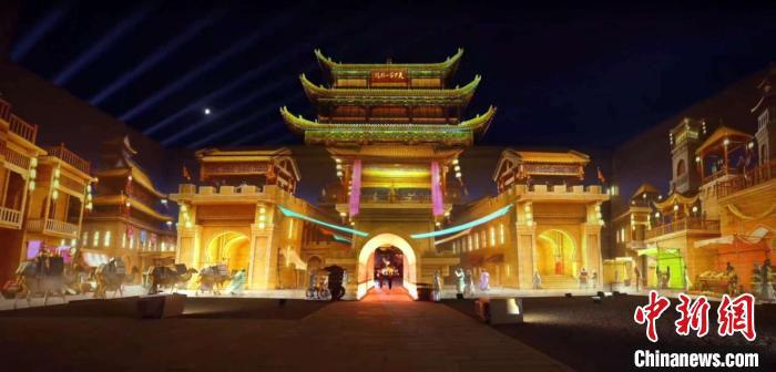 2024年7月15日，甘肅嘉峪關(guān)開(kāi)啟“夜游”模式。圖為夜游燈光劇《天下嘉峪關(guān)》光影效果。(甘肅嘉峪關(guān)關(guān)城景區(qū)供圖)