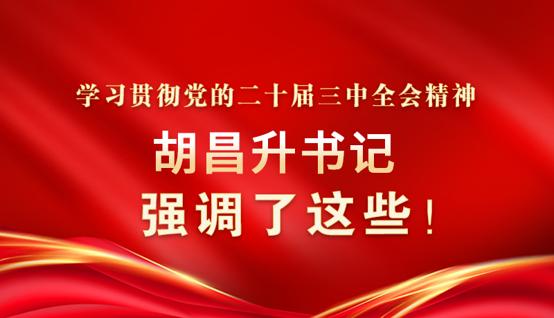 圖解|學(xué)習(xí)貫徹黨的二十屆三中全會精神 胡昌升書記強(qiáng)調(diào)了這些！