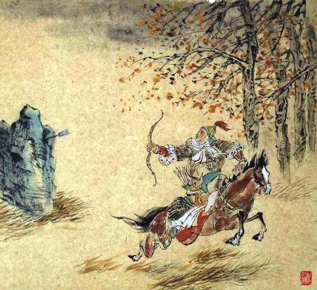 “林暗草驚風(fēng)，將軍夜引弓。”畫(huà)作