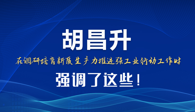 圖解|胡昌升在調(diào)研培育新質(zhì)生產(chǎn)力推進(jìn)強(qiáng)工業(yè)行動(dòng)工作時(shí)強(qiáng)調(diào)了這些！